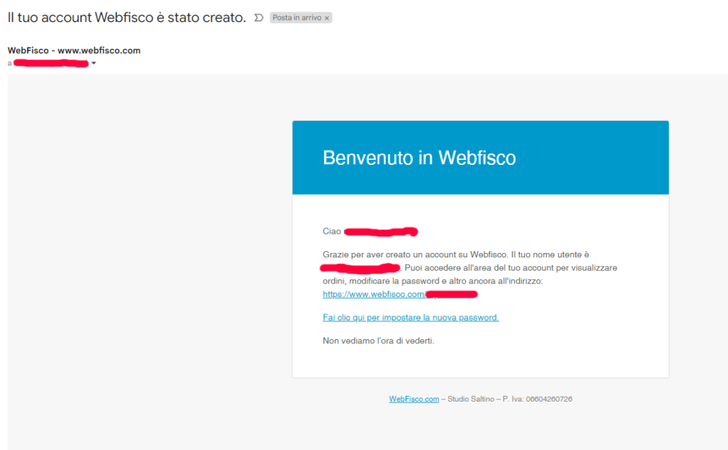 Come usare webfisco account creato