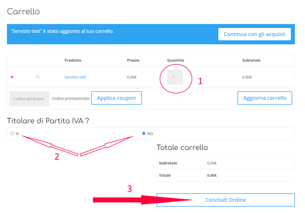 Come usare webfisco pagina carrello